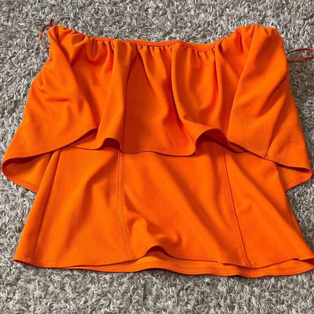 Zara Bright Orange Strapless Blouse